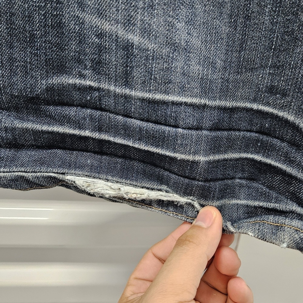 Sacred Cult Jeans Mens 36x34 Dark Wash Straight Flap Pocket Y2K Distressed - Picture 5 of 12